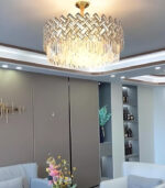 Lustre Lor Redondo 60X26 Cristal Dourado SKYLIGHT