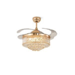 Ventilador De Teto Pás Retráteis e Lustre de Cristal