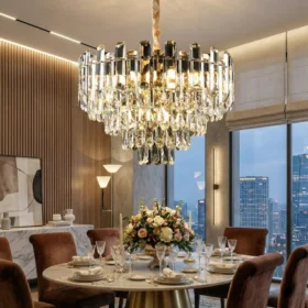 Lustre Em Cristal Dourado 55Cm DCD00463 SINDORA