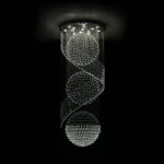 Lustre Redondo Espiral Com 2mt De Altura Em Cristal