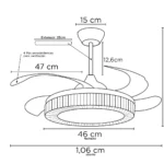 Ventilador De Teto Com Pás Retráteis E Luminaria De Cristal - Imagem 2