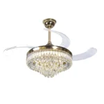 Ventilador De Teto Com Pás Retráteis E Luminaria De Cristal