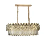 Lustre Retangular Dourado Cristal 85CM Sindora
