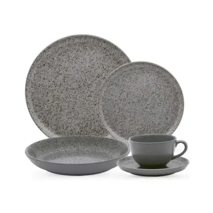 Aparelho De Jantar E Chá 20 Peças Flat Gray - Oxford