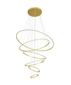 Lustre Pendente Nordecor Inverse Redondo 2532 Led Dourado Bivolt