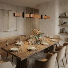 Pendente Lâmina Natural de Madeira 120cm Flow Accord