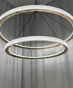 Luminária Pendente Meridiano Preto e Dourado 80/60cm Bella