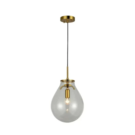 Pendente Caju 21X29 Cm Bronze e vidro Transparente Bella