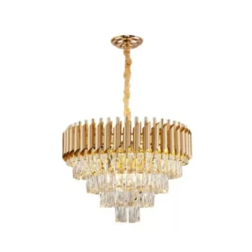 Pendente Em Cristal Sindora 55x36cm E14x8 Dourado