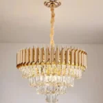 Pendente Em Cristal Sindora 55x36cm E14x8 Dourado