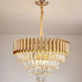Pendente Em Cristal Sindora 55x36cm E14x8 Dourado