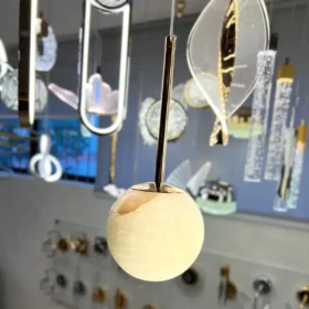 Pendente Globo Mármore Dourado 12cm 3000K