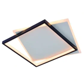 Plafon LED Quadrado Sobreposto Branco Com Preto 40cm Sindora