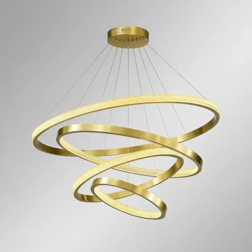 Pendente Intense 4 Aros LED Dourado Escovado - Usina Design