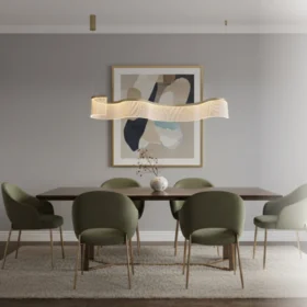 Pendente Wave Line 120cm 35W 3000K 3500lm Dourado – Sindora