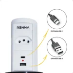 Torre de Tomada Automática Renna USB A+C Indução Branco Bivolt - Imagem 4