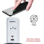 Torre de Tomada Automática Renna USB A+C Indução Branco Bivolt - Imagem 5