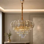 Lustre Dourado de Cristal K9 com Soquete E14 50x65cm